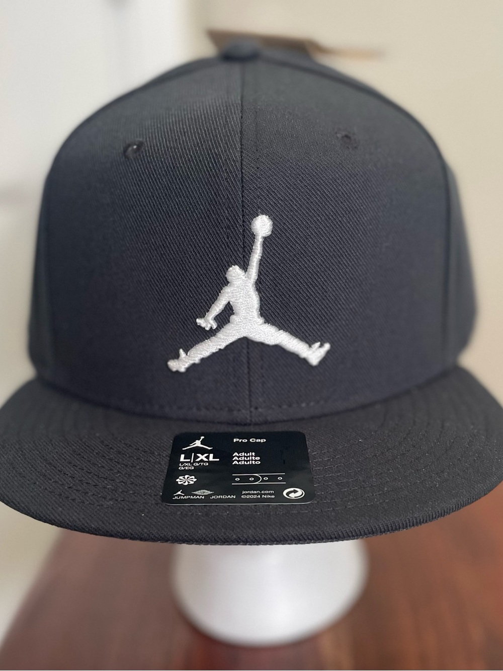 Jordan Pro Cap Snapback Adjustable Hat Cap Size L/XL Black White FV5296-010
